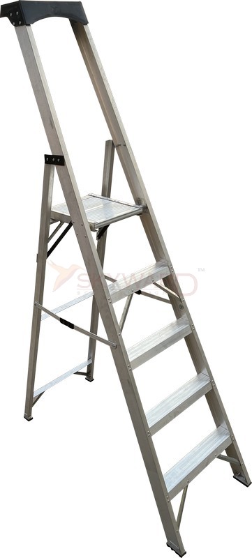 Model No. 8100 Aluminium Platform Ladder with Moulded Top for Home and Commercial Access Use, Professional Elevated Working Ladder for Maintenance, Repair and Installation Tasks